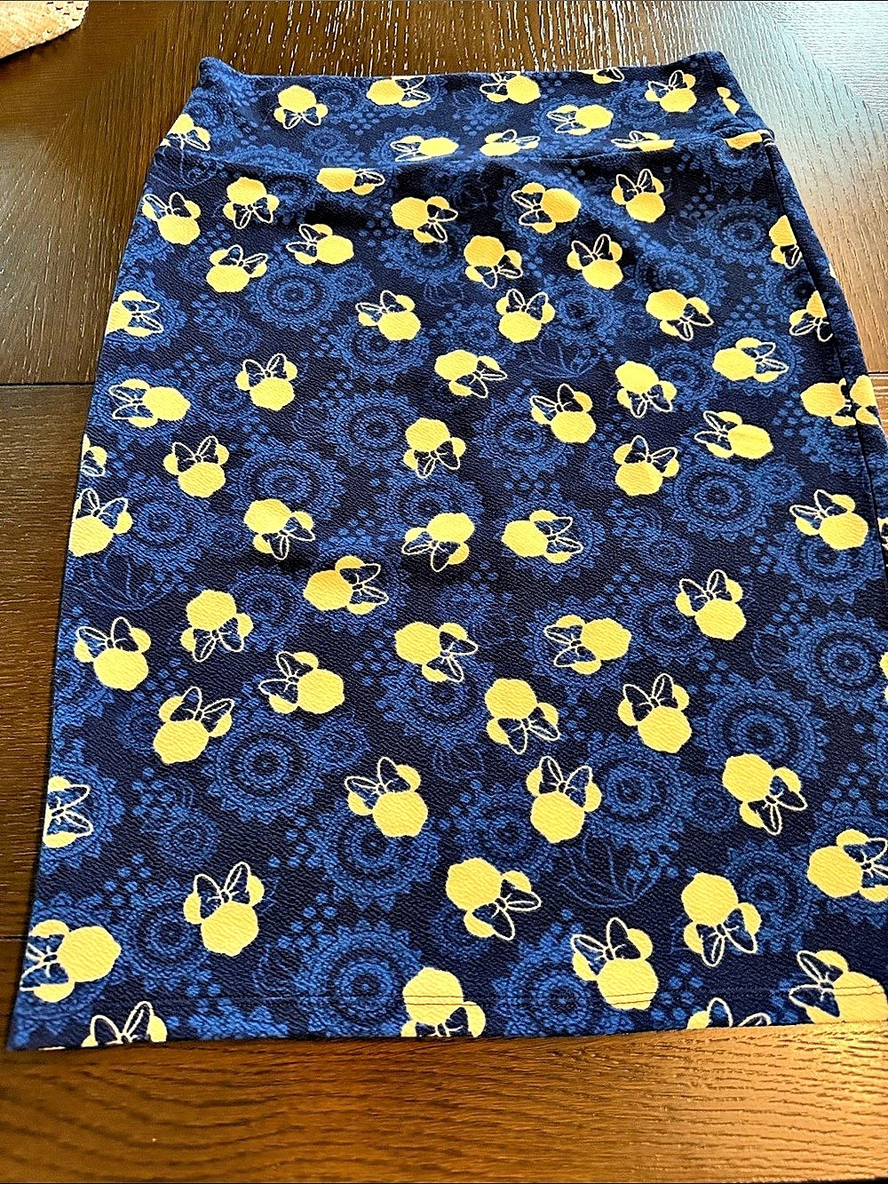 LuLaRoe Cassie Skirt - Disney Minnie Mouse Print Floral Mini Blue & Yellow